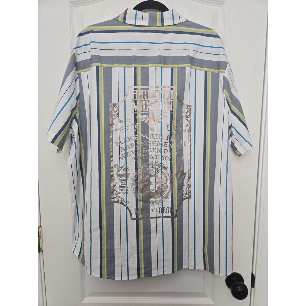 Disney Haunted Mansion Madame Leota Striped Button Down Men's 2XL Cotton Shirt